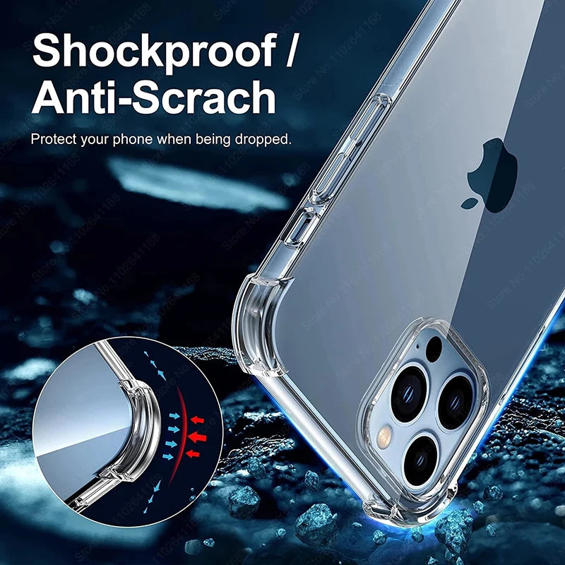 Shockproof Clear iPhone Case With Silicone Bumper