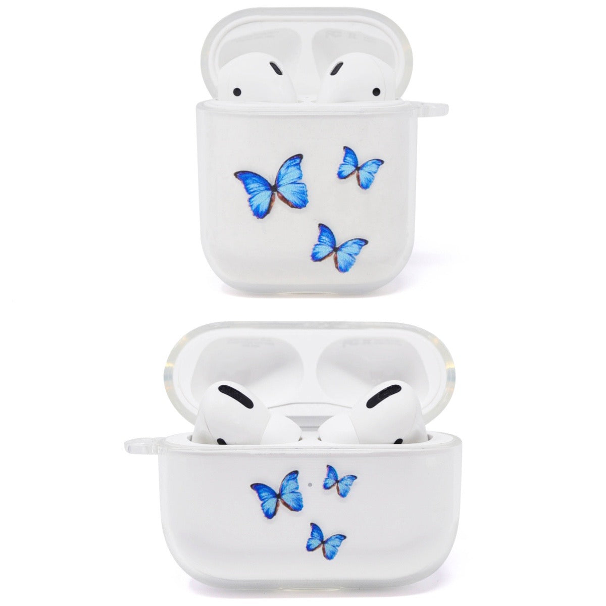 Blue Butterfly Soft TPU Clear AirPods Case