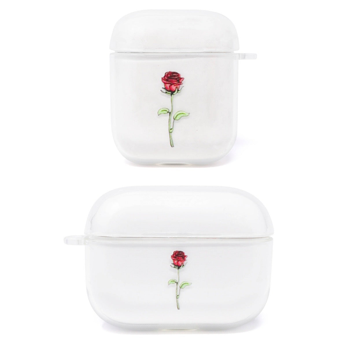 Red Rose Soft TPU Clear AirPods Case